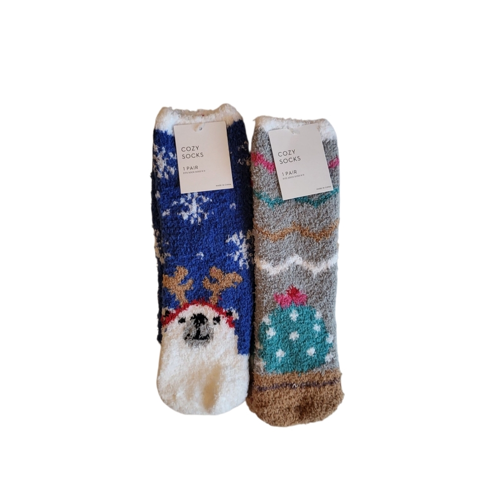 NEW Kohl's Women's Cozy Socks Bundle - 2 Pairs - Tree & Polar Bear